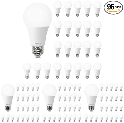 DEGNJU A19 Light Bulbs, 100 Watt Equivalent LED Bulbs, 5000K Daylight Light-Bulbs, 1500 Lumen, E26 Standard Base, Non-Dimmable, 13W Bright White LED-Bulbs for Bedroom Home Office (Pack of 96)