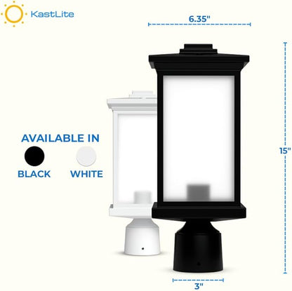 KASTLITE Outdoor Post Light Fixture, Fits 3" Lamp Post Outdoor Lighting - Anti-Rust Waterproof Lantern Pole Light, E26 Base - Yard Pathway Driveway Patio Deck Fence & Street Lighting