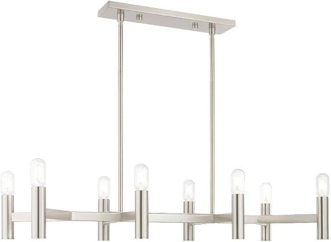 Livex Lighting 51138-91 Copenhagen - Eight Light Linear Chandelier, Brushed Nickel Finish