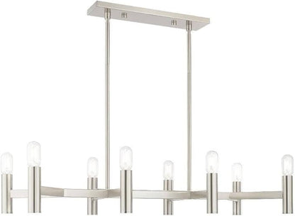 Livex Lighting 51138-91 Copenhagen - Eight Light Linear Chandelier, Brushed Nickel Finish