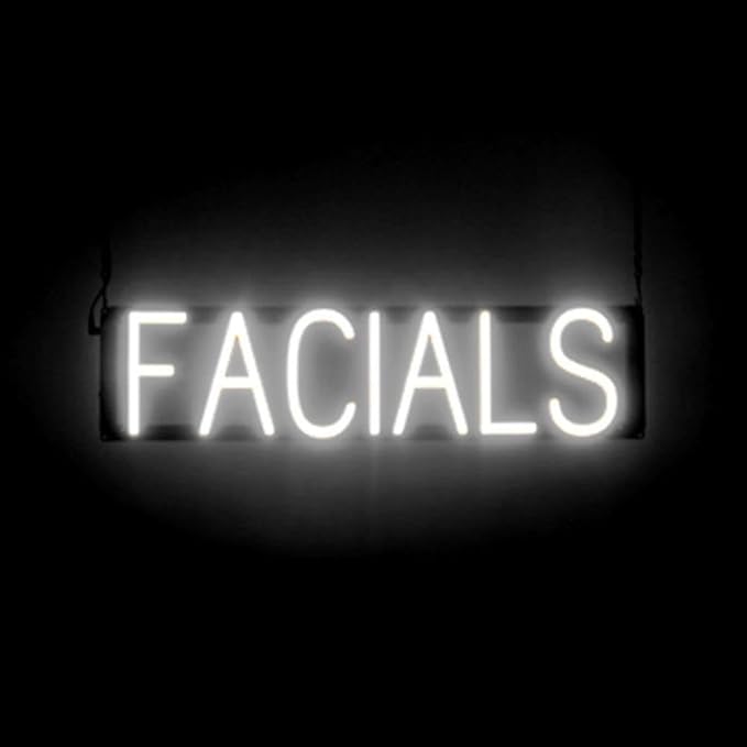 SpellBrite FACIALS Sign | Beauty-Related Sign with Neon Look, White LED Light Source | 25.3" x 6.3"