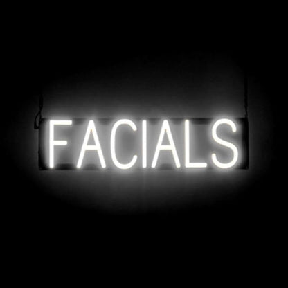 SpellBrite FACIALS Sign | Beauty-Related Sign with Neon Look, White LED Light Source | 25.3" x 6.3"