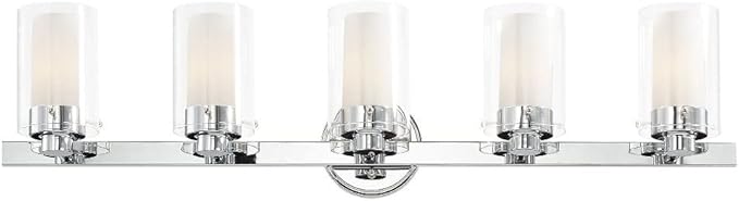Livex Lighting 15455-91 Manhattan 5-Light Bath Light, Brushed Nickel, 35.5 x 6 x 8.75