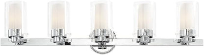 Livex Lighting 15455-91 Manhattan 5-Light Bath Light, Brushed Nickel, 35.5 x 6 x 8.75