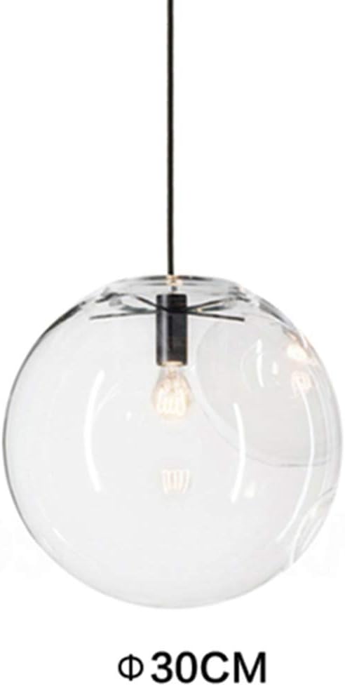 E27 Industrial Clear Glass Globe Shade Pendant Lighting Modern Kitchen LOFT Hanging Light-1 Lamp (30cm)