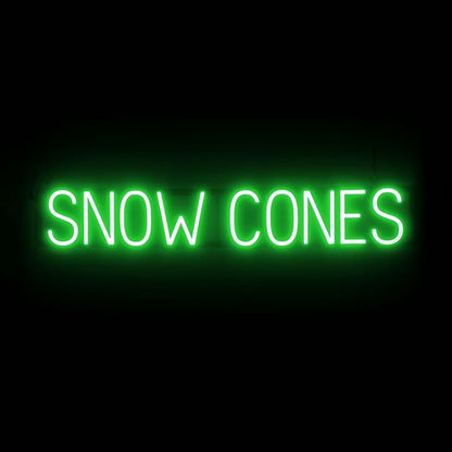 SpellBrite SNOW CONES Sign | Treat-Related Sign with Neon Look, Green LED Light Source | 39.7" x 6.3"