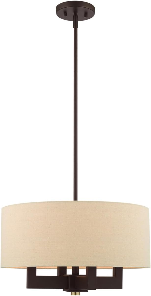 Livex Lighting 46164-07 4 Light Bronze Chandelier, Bronze W/Antique Brass Accents