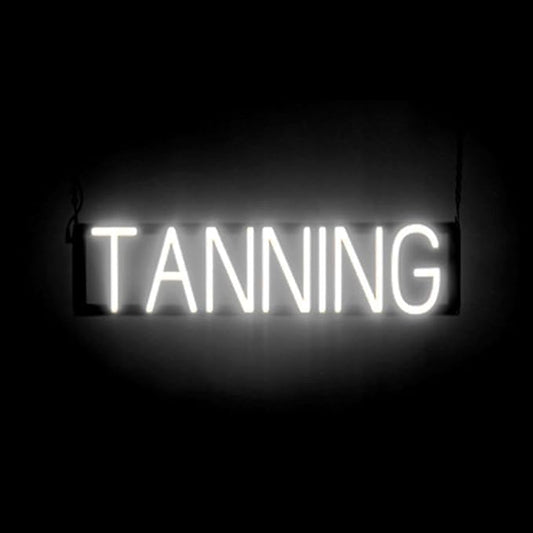 SpellBrite TANNING Sign | Beauty-Related Sign with Neon Look, White LED Light Source | 26.1" x 6.3"