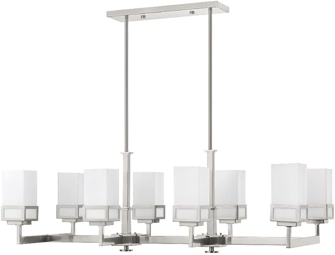 Livex Lighting 40198-91 Harding 8 Light Linear Chandelier, 44" x 17.75" x 20.5", Brushed Nickel