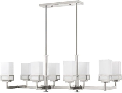 Livex Lighting 40198-91 Harding 8 Light Linear Chandelier, 44" x 17.75" x 20.5", Brushed Nickel