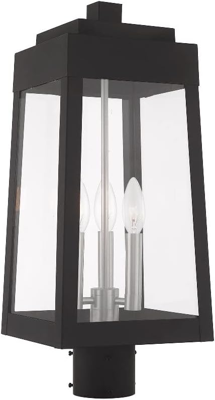 Livex Lighting 20856-04 Oslo - 20.38" Three Light Outdoor Post Top Lantern, Black Finish with Clear Glass
