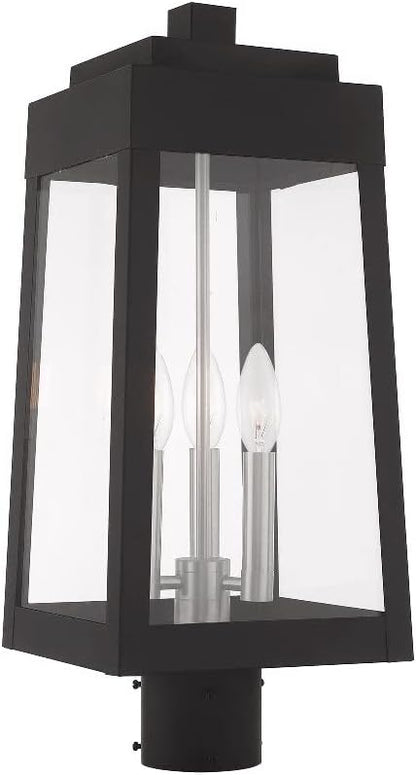 Livex Lighting 20856-04 Oslo - 20.38" Three Light Outdoor Post Top Lantern, Black Finish with Clear Glass