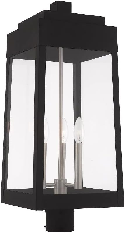 Livex Lighting 20859-04 Oslo - 24.75" Three Light Outdoor Post Top Lantern, Black Finish with Clear Glass