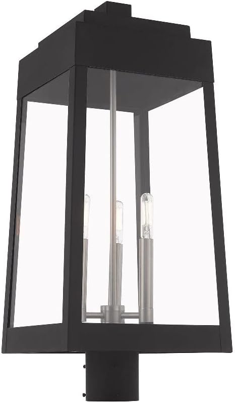 Livex Lighting 20859-04 Oslo - 24.75" Three Light Outdoor Post Top Lantern, Black Finish with Clear Glass