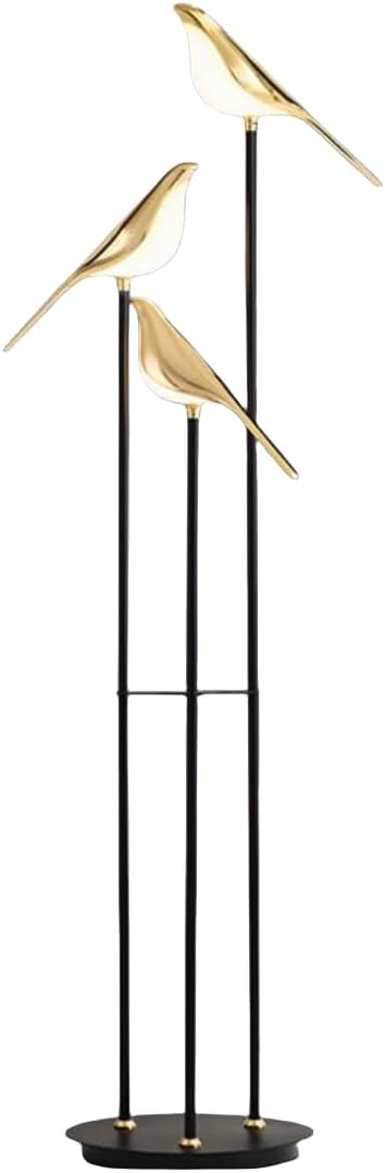 Modern Black and Gold Floor Lamp Unique Lamps Creative Bird Standing Floor Lamp Tall Metal Standing Light 3 Vivid Birds Shade Art Deco Floor Lamps for Living Room Bedroom - Warm Light