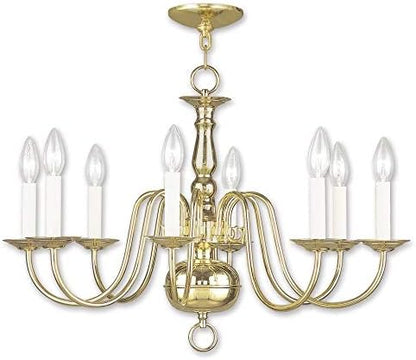 Livex Lighting 5008-02 Williamsburgh Chandelier with No Shades, Polished Brass,19.00x12.00x12.00