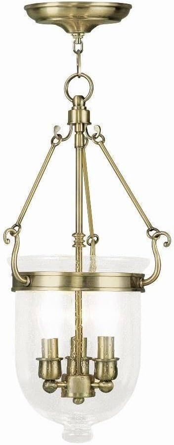 Livex Lighting 5083-01 Jefferson Chain Hung Bell Jar Light, Antique Brass
