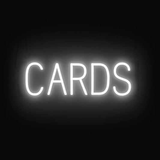 SpellBrite CARDS Sign | Gaming-Related Sign with Neon Look, White LED Light Source | 21.2" x 6.3"