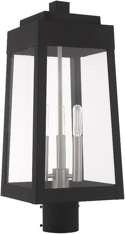 Livex Lighting 20856-04 Oslo - 20.38" Three Light Outdoor Post Top Lantern, Black Finish with Clear Glass
