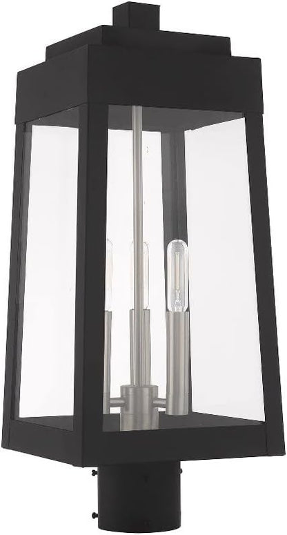 Livex Lighting 20856-04 Oslo - 20.38" Three Light Outdoor Post Top Lantern, Black Finish with Clear Glass