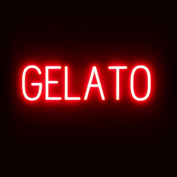 SpellBrite GELATO Sign | Treat-Related Sign with Neon Look, Red LED Light Source | 24.0" x 6.3"