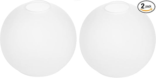 2 Pack Lamp Globe Glass Shade, White Frost Glassshade Covers Replacements for Light Fixtures, 1.65 Inch Fitter Globes Lampshades for Wall Sconces Chandelier Bath Vanity Lights Pendants