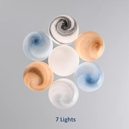 Unique Planet Chandelier Bubbles Ball Shape Pendant Light, Glass Hanging Light Fixture, Decorative Ceiling Chandelier, 7 Lights