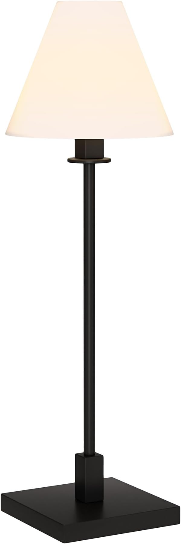 Henn&Hart 28'' Modern 1-Light Table Lamp with White Fabric Cone Shade for Dining Room, Living Room, or Office, Blackened Bronze/White