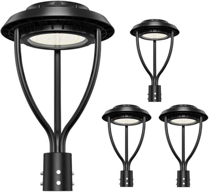 4Pack LED Post Top Light 80W 64W 48W Adjustable with Dusk to Dawn Photocell,12000LM 5000K Outdoor Pole Lights, IP65 Waterproof Outdoor Post Light Fixtures for Garden Yard ETL DLC Listed