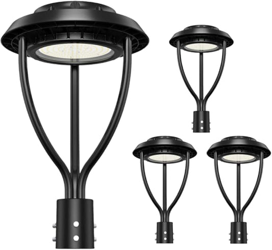 4Pack LED Post Top Light 80W 64W 48W Adjustable with Dusk to Dawn Photocell,12000LM 5000K Outdoor Pole Lights, IP65 Waterproof Outdoor Post Light Fixtures for Garden Yard ETL DLC Listed