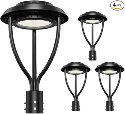 4Pack LED Post Top Light 150W 120W 90W Adjustable with Dusk to Dawn Photocell,22500LM 5000K Outdoor Pole Lights, IP65 Waterproof Outdoor Post Light Fixtures for Garden Yard ETL DLC Listed