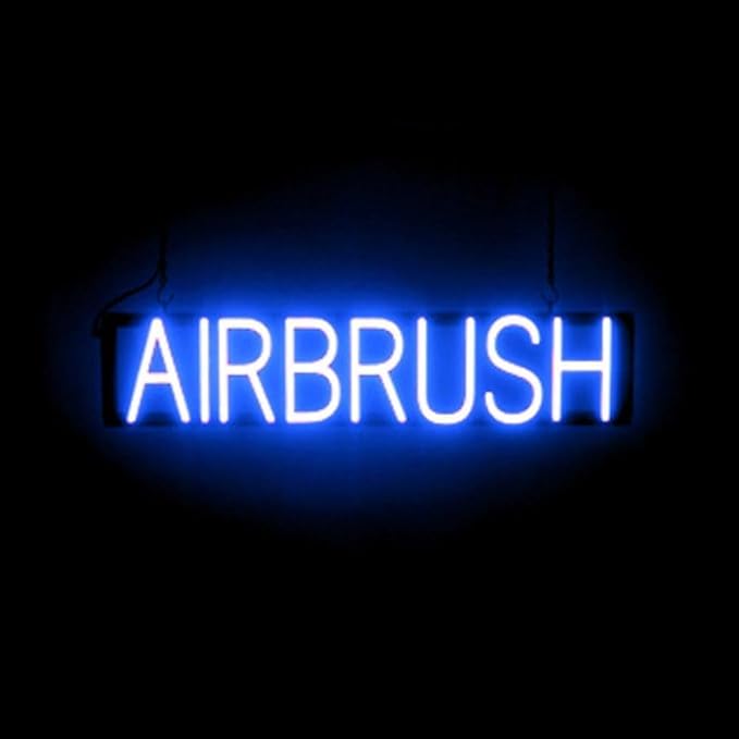 SpellBrite AIRBRUSH Sign | Beauty-Related Sign with Neon Look, Blue LED Light Source | 29.3" x 6.3"
