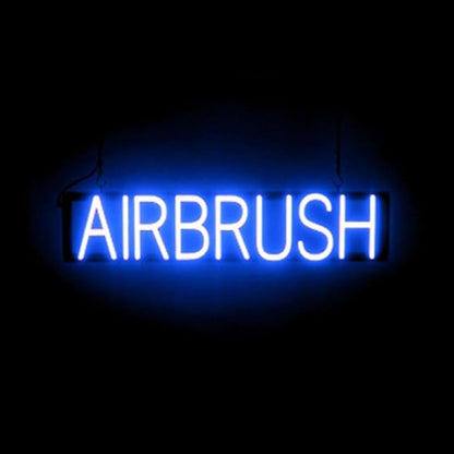 SpellBrite AIRBRUSH Sign | Beauty-Related Sign with Neon Look, Blue LED Light Source | 29.3" x 6.3"