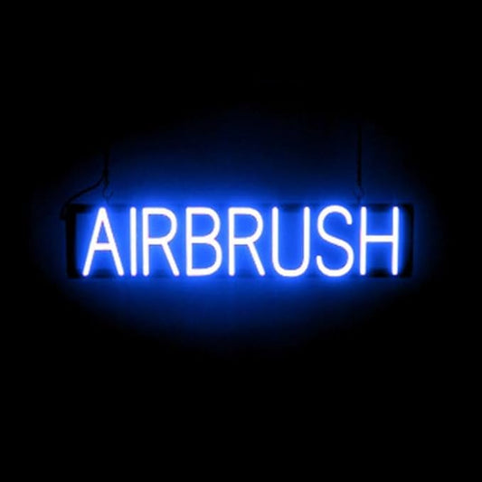 SpellBrite AIRBRUSH Sign | Beauty-Related Sign with Neon Look, Blue LED Light Source | 29.3" x 6.3"