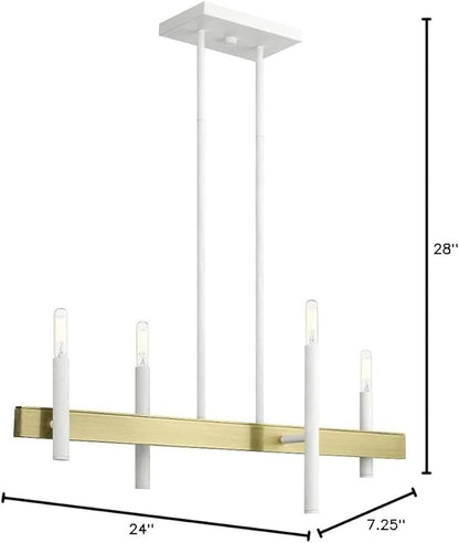 Livex Lighting 49334-03 Chandelier, White W/Antique Brass Accents