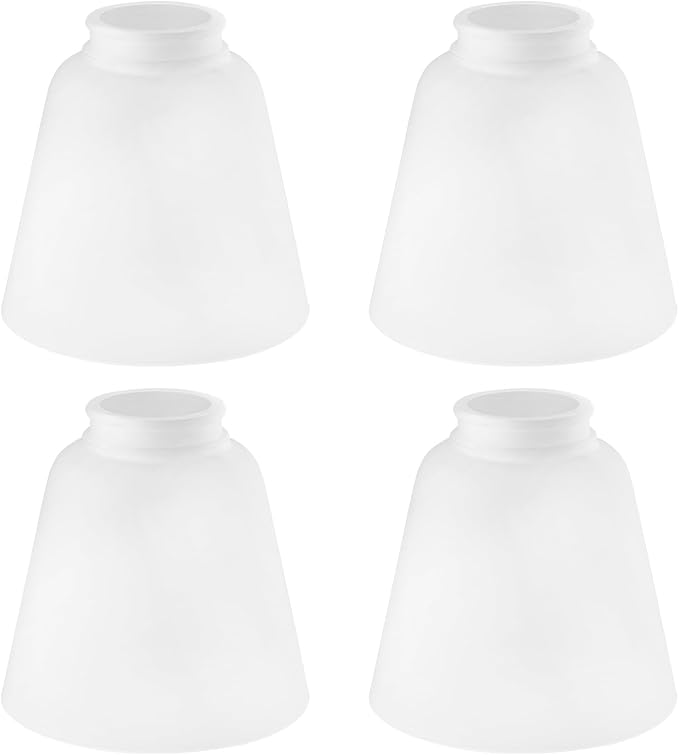 4 Pack White Frosted Glass Shade Replacements, Bell Shaped Glass Shade Covers, 4.72"High, 4.72"Diameter, 2.12 "Fitter, High Transmittance Trapezoidal Lampshades