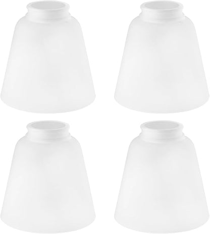 4 Pack White Frosted Glass Shade Replacements, Bell Shaped Glass Shade Covers, 4.72"High, 4.72"Diameter, 2.12 "Fitter, High Transmittance Trapezoidal Lampshades