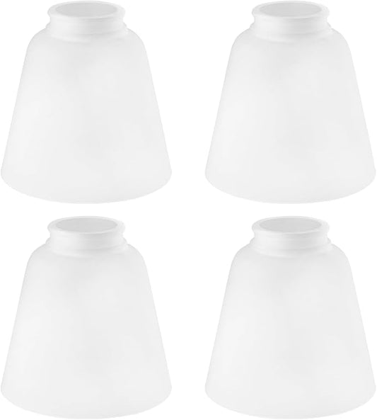 4 Pack White Frosted Glass Shade Replacements, Bell Shaped Glass Shade Covers, 4.72"High, 4.72"Diameter, 2.12 "Fitter, High Transmittance Trapezoidal Lampshades