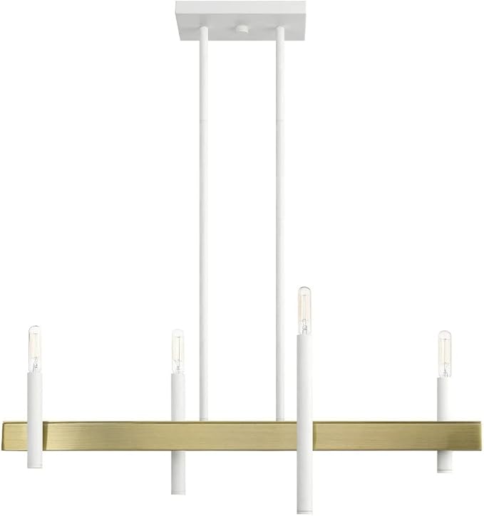 Livex Lighting 49334-03 Chandelier, White W/Antique Brass Accents