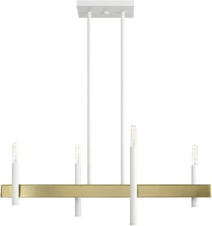 Livex Lighting 49334-03 Chandelier, White W/Antique Brass Accents