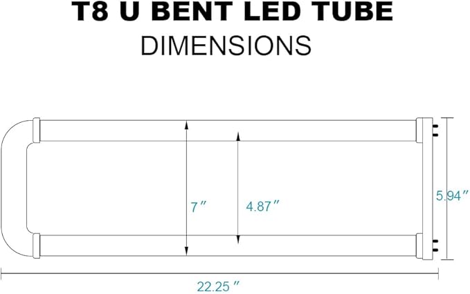Romwish U Shaped LED Tube Lights, T8 T12, 18W(40W Equiv.), 6000K Cool White, 2400LM, Fluorescent Light Tube Replacement, Ballast Bypass, Dual-Ended Powered, Clear Cover, 10 Pack, ETL
