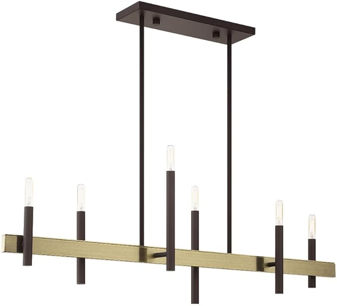 Livex Lighting 49336-07 6 Light Bronze Linear Chandelier