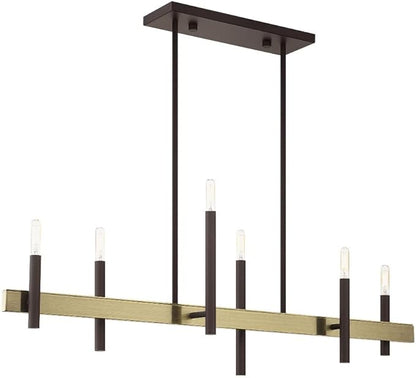 Livex Lighting 49336-07 6 Light Bronze Linear Chandelier