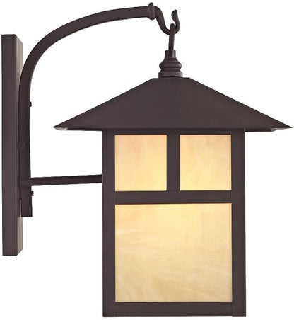 Livex Lighting 2133-07 Montclair Mission 1 Light Outdoor Bronze Finish Solid Brass Wall Lantern with Iridescent Tiffany Glass, 13.75" x 10" x 13.75"