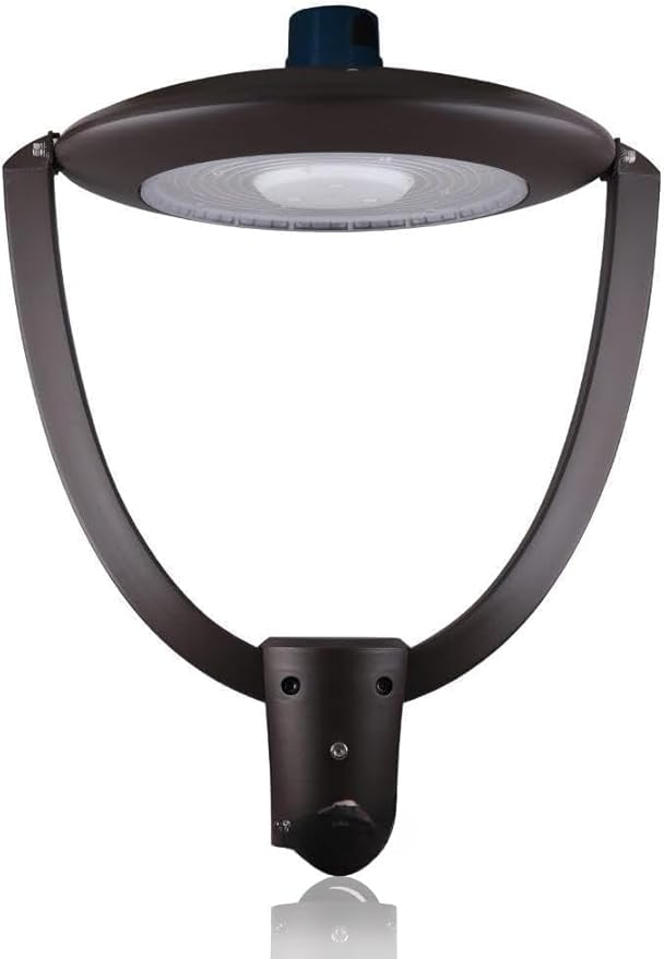 RuggedGrade 150W LED Post Top Fixture - Centauri II Series Area Light - 20,000 Lumens - Bright White 5000K - Slip Fit Mount - Photocell - Black Housing - DLC 5.1 Premium