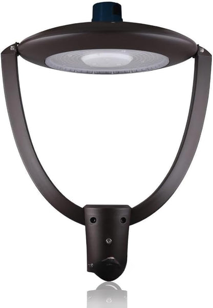 RuggedGrade 150W LED Post Top Fixture - Centauri II Series Area Light - 20,000 Lumens - Bright White 5000K - Slip Fit Mount - Photocell - Black Housing - DLC 5.1 Premium