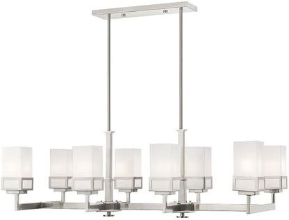 Livex Lighting 40198-91 Harding 8 Light Linear Chandelier, 44" x 17.75" x 20.5", Brushed Nickel