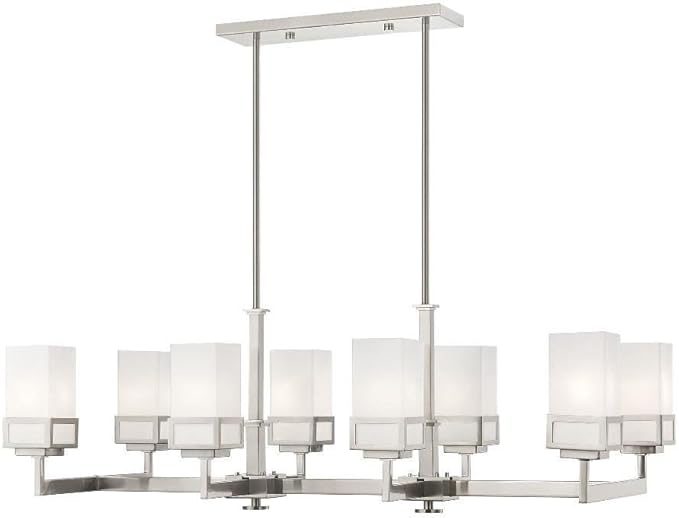 Livex Lighting 40198-91 Harding 8 Light Linear Chandelier, 44" x 17.75" x 20.5", Brushed Nickel