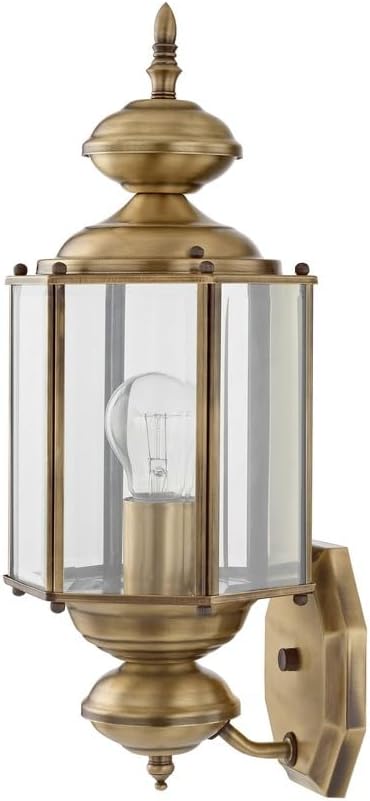 Livex Lighting 2006-01 Outdoor Wall Lantern with Clear Beveled Glass Shades, Antique Brass