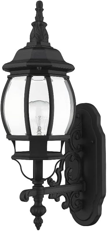 Livex Lighting 7520-13 Frontenac Traditional 1-Light Outdoor Wall Lantern with Clear Beveled Glass Shades, 21" x 7" x 21", White